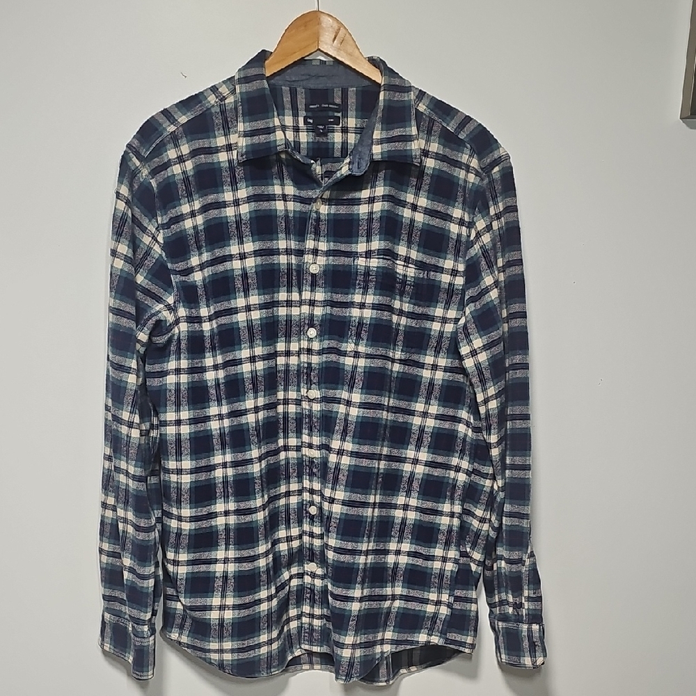 Gap Men's Navy Striped Flannel Shirt